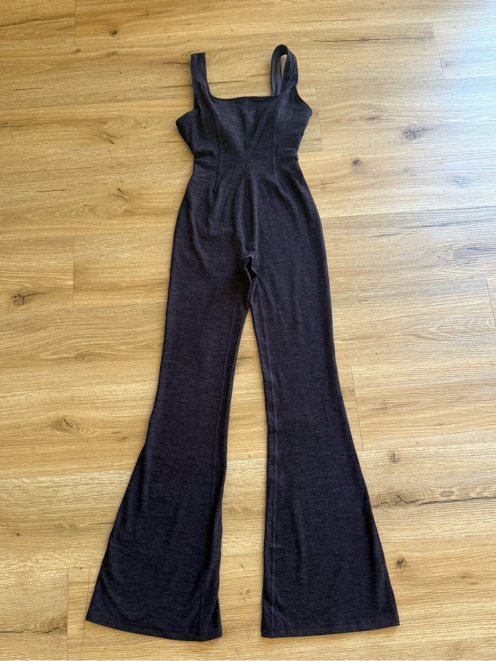Fabletics Cozy Heather kick flare Jumpsuit- Deep plum size XS